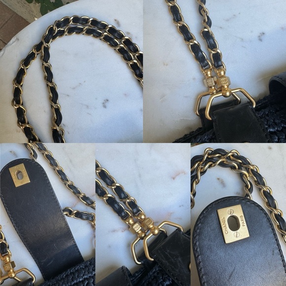 SOLD Chanel Raffia Chain Tote - Picture 5 of 13